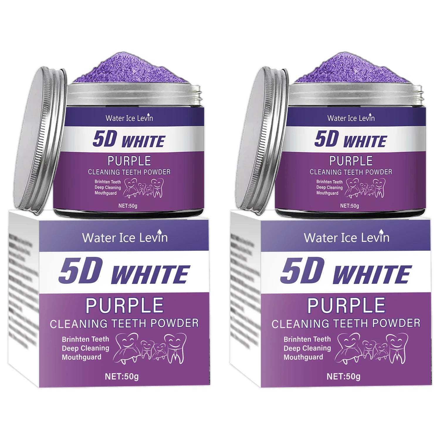 Purple Teeth Whitening Powder, 50G - Deep Cleaning and Teeth Cleaning Powder, Fresh Breath Toothpaste, Natural Pearl Essence