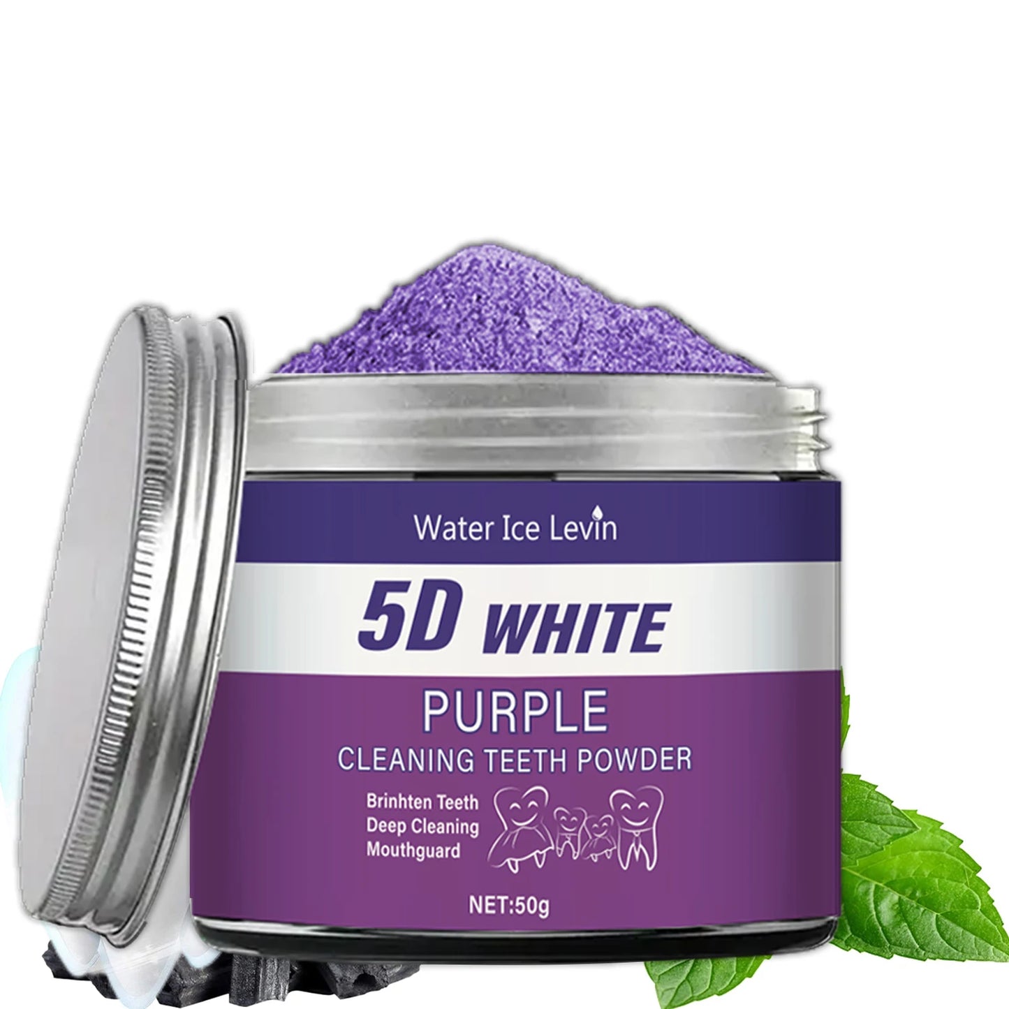 Purple Teeth Whitening Powder, 50G - Deep Cleaning and Teeth Cleaning Powder, Fresh Breath Toothpaste, Natural Pearl Essence