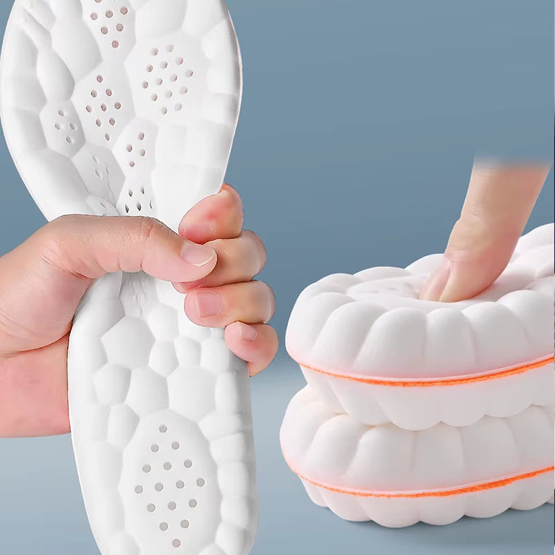 1/2/4Pairs Latex Sport Insoles Soft High Elasticity Shoe Pads Orthotic Breathable Shock Absorption Cushion Arch Support Insole