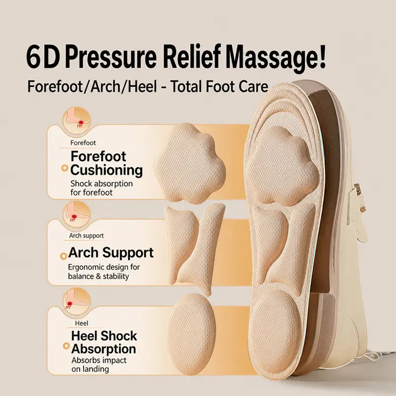 5D Cloud Technology Insoles, Super Soft, Sweat-Wicking, Breathable, Ultra Comfortable, Sports Shoe Insoles with Acupoint Function Massage