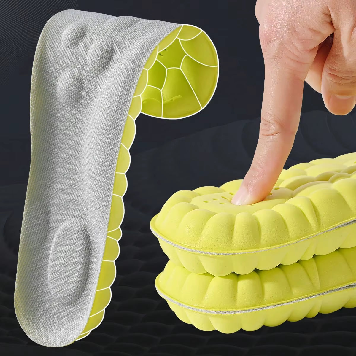 1/2/4Pairs Latex Sport Insoles Soft High Elasticity Shoe Pads Orthotic Breathable Shock Absorption Cushion Arch Support Insole